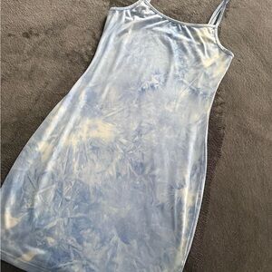 SHEIN Blue and Cream Tie-Dye Mini Dress